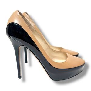 Jimmy Choo Shoe Sepia 2 Toned Platform Pump Camel / Black Women’s Size 38.5 (8)
